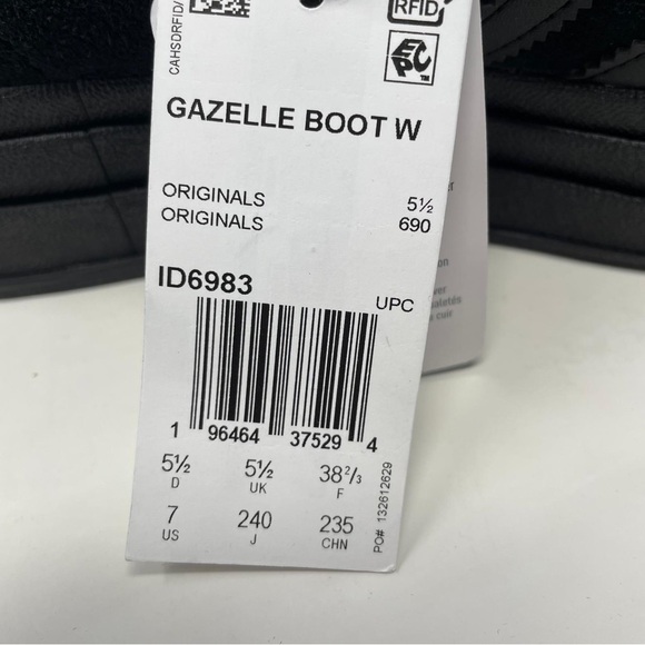 Adidas Gazelle High Boots Triple Black Women’s Athletic Sneakers ID6983 - NWT - Picture 13 of 14